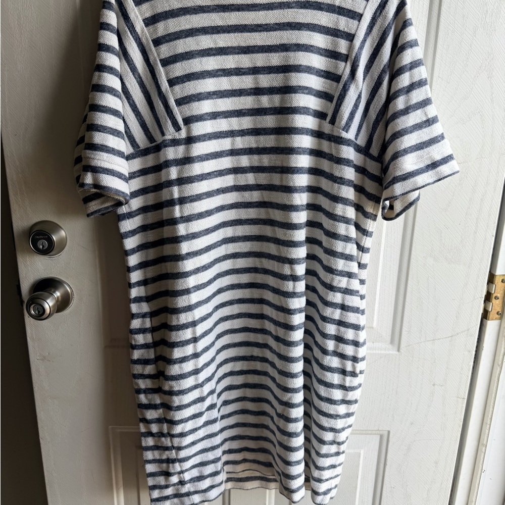 Banana Republic Navy and White Striped Midi Dress